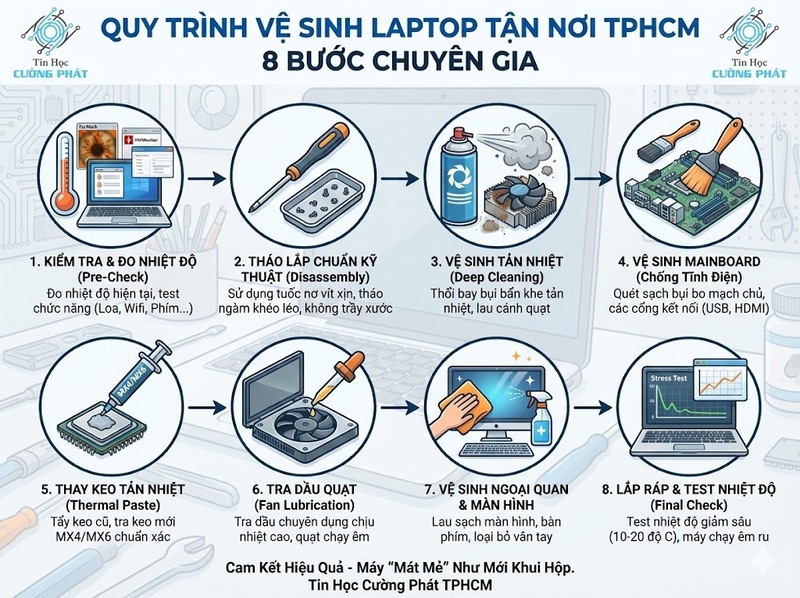Quy trình 8 bước vệ sinh Laptop, PC chuẩn chuyên gia tại Tin Học Cường Phát
