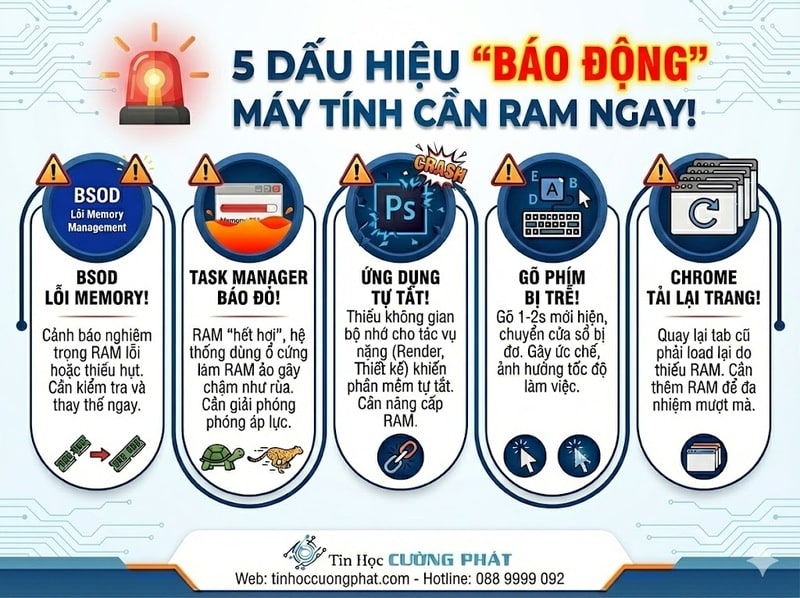 dấu hiệu cần nâng ram laptop