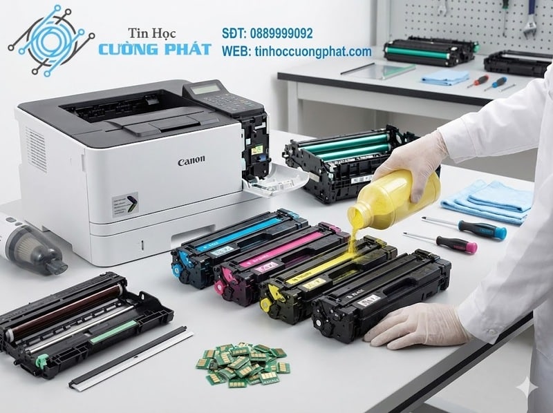 nạp mực máy in laser màu