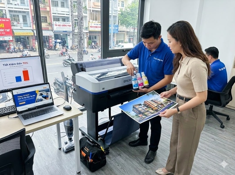 nhận nạp mực máy in màu tận nhà hcm