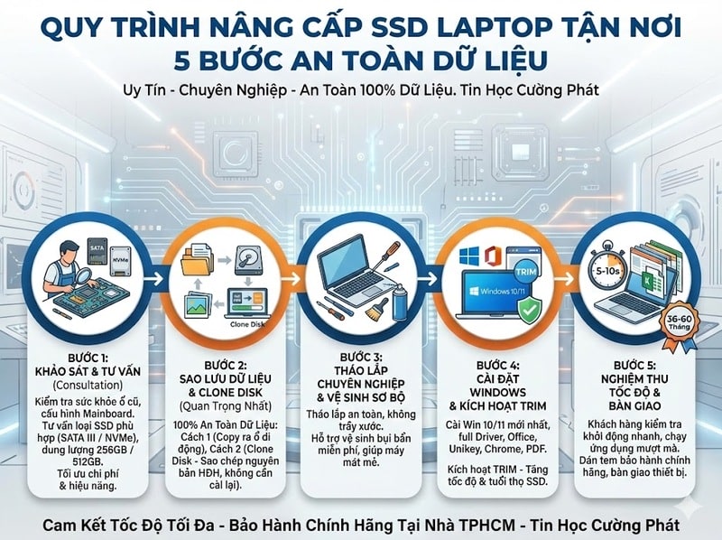 quy trình dịch vụ nâng cấp ssd tại tin học cường phát