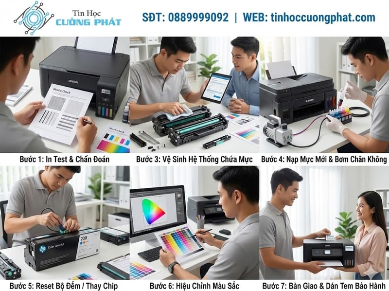 quy trình nạp mực máy in màu