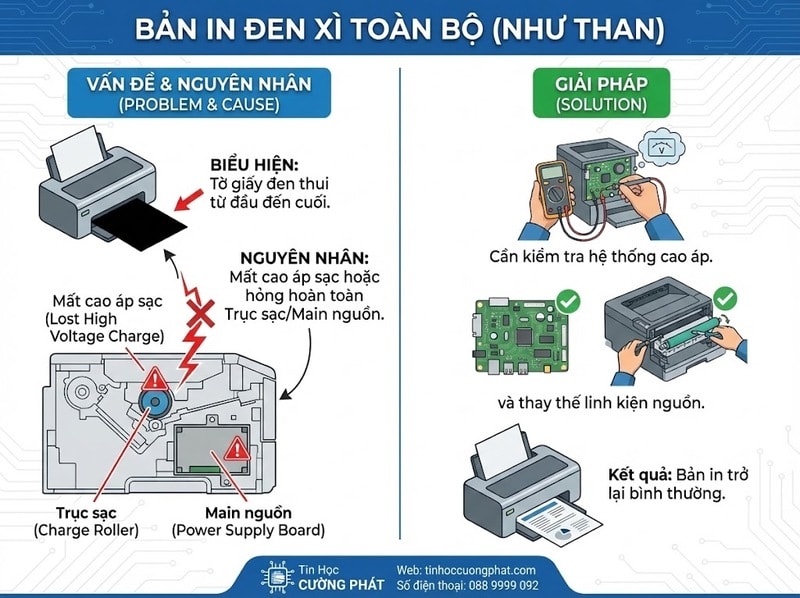 sửa máy in bị đen