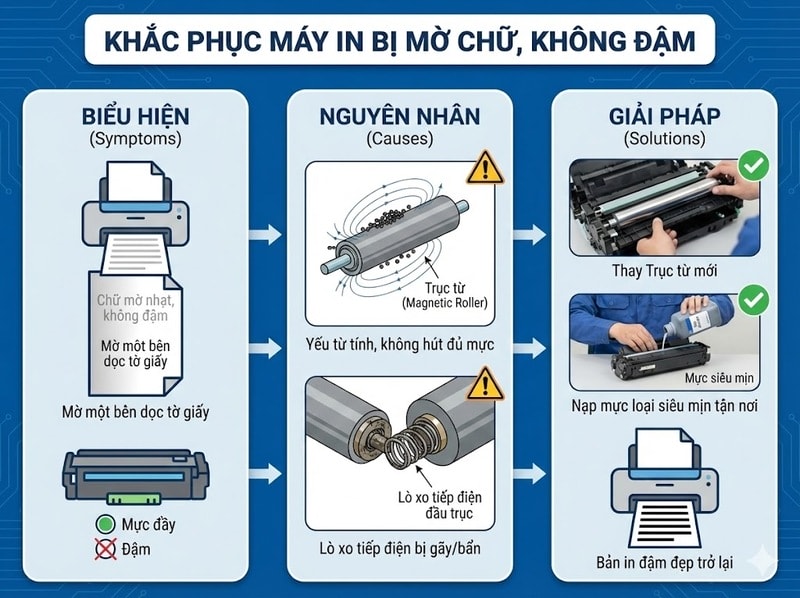 sửa máy in bị mờ