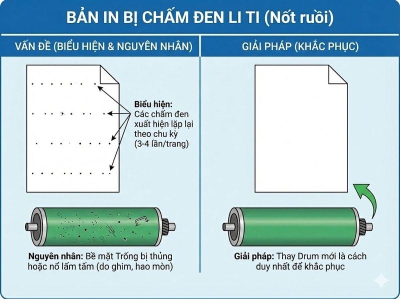 sửa máy in chấm đen