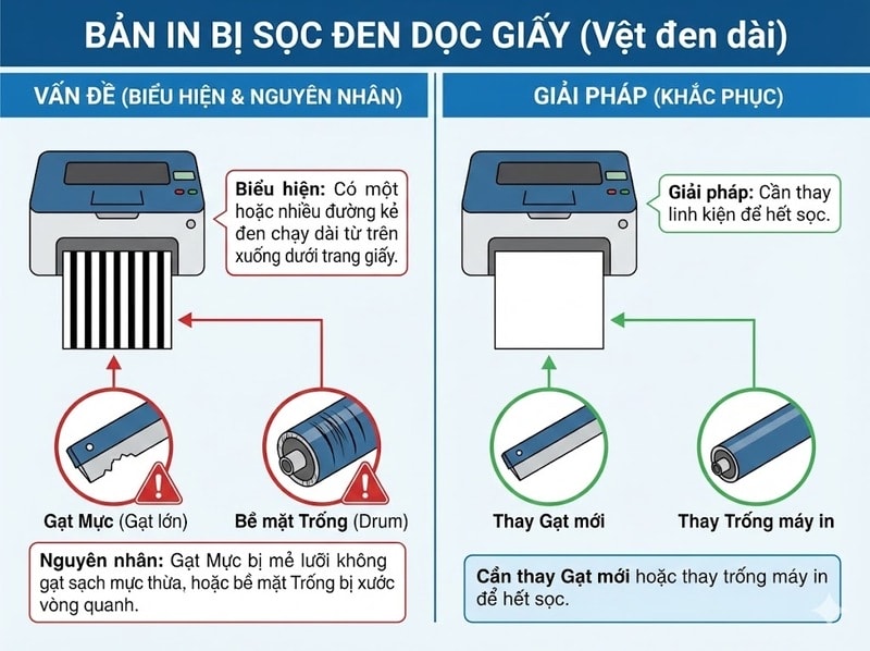 sửa máy in sọc đen