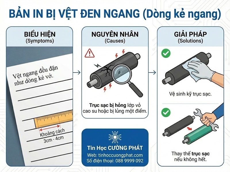sửa máy in sọc ngang