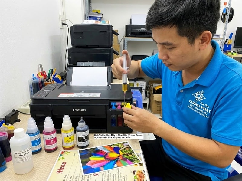 nạp mực máy in màu gò vấp