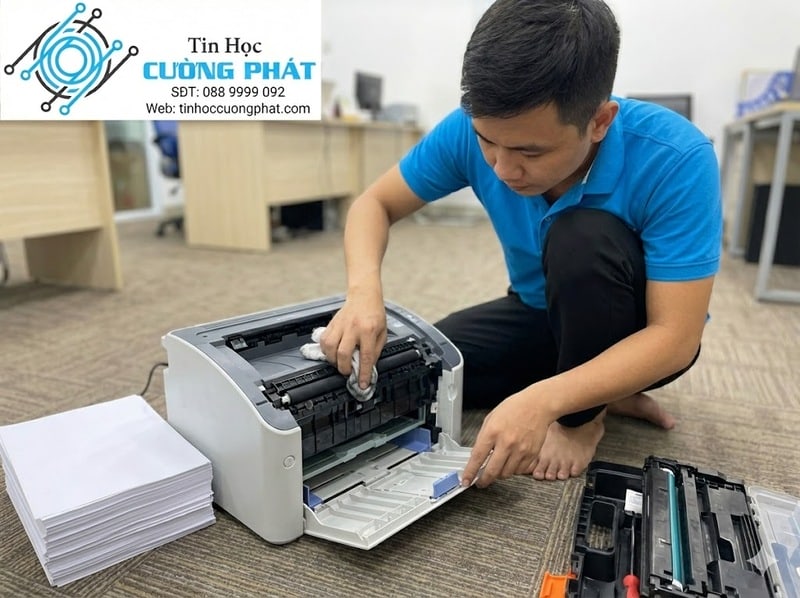 Hướng dẫn vệ sinh quả đào cuốn giấy (pickup roller) để khắc phục triệt để bệnh máy in Canon 2900 không kéo giấy và kêu tạch tạch.