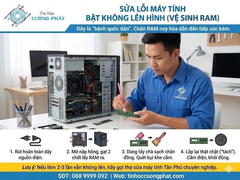 sửa lỗi máy tính mở không lên hình
