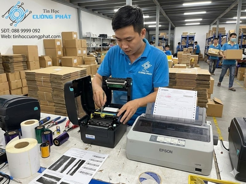 Dịch vụ sửa chữa máy in tem nhãn mã vạch và máy in kim hóa đơn Epson tại các kho bãi, chủ shop online ở Tân Phú.