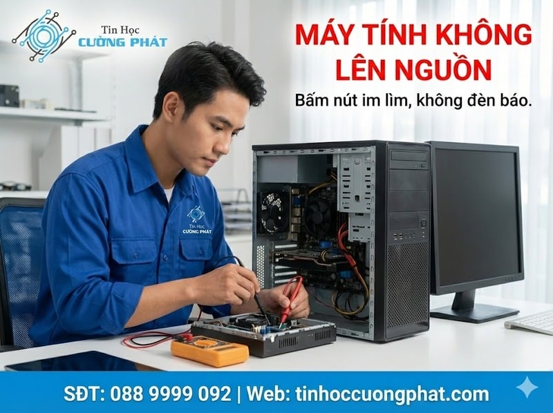 sửa máy tính không lên quận tân phú